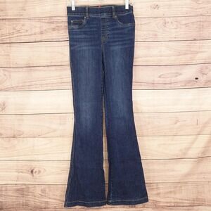 Spanx Flare Slim Jeans Womens Small Blue Med Wash Stretch Pull On 28x32.5 Denim